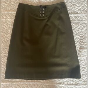 A-line mid wool olive green skirt